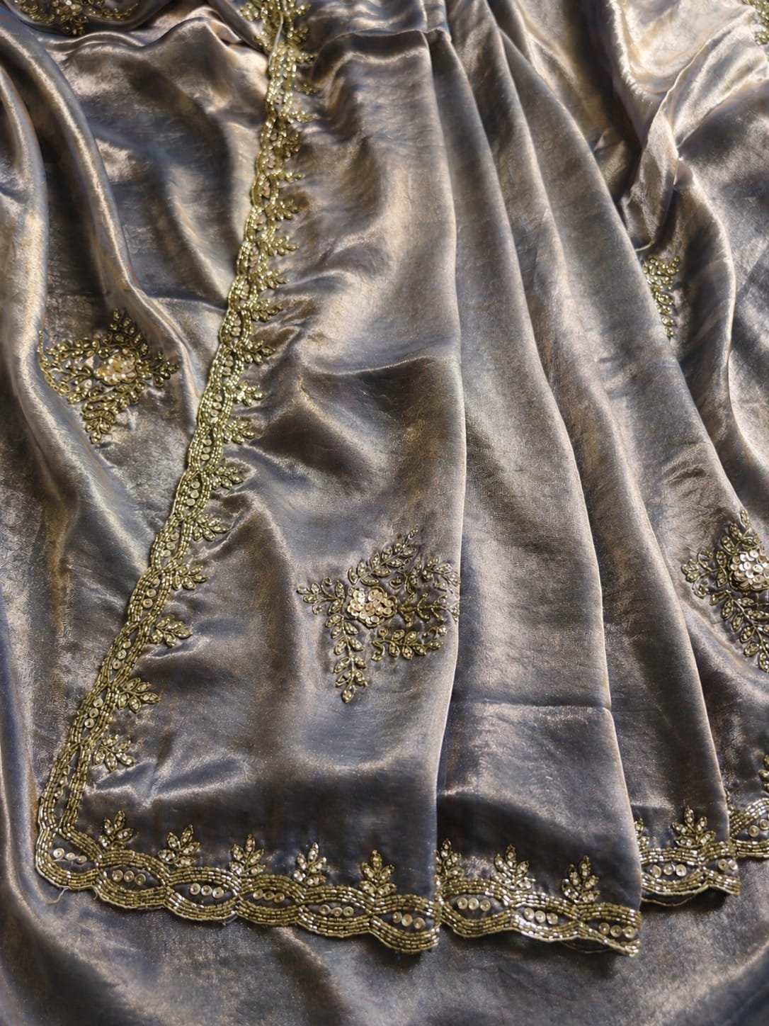 Classic Grey Handwork Saree